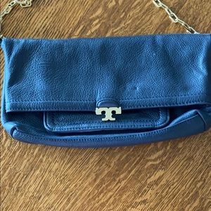 Navy Tory Burch fold over crossbody.